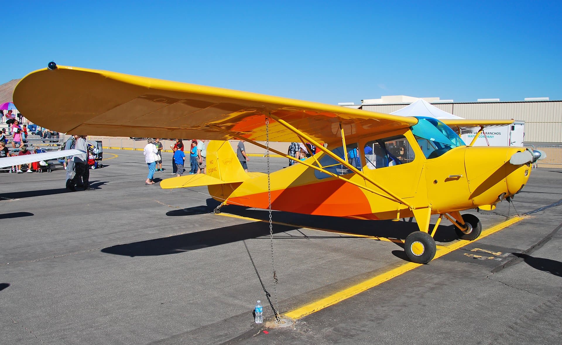 A 1946 Aeronca 7AC Champion, registration N2394E, in flight