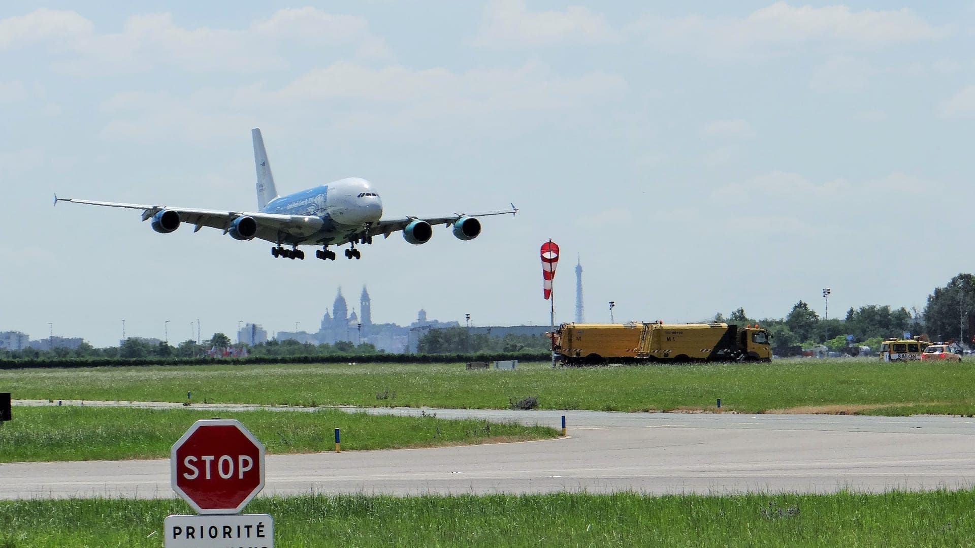 A second-hand Airbus A380, 9H-MIP, in the all-white livery of Portuguese charter operator HiFly, on display at the 2019 Paris Air Show