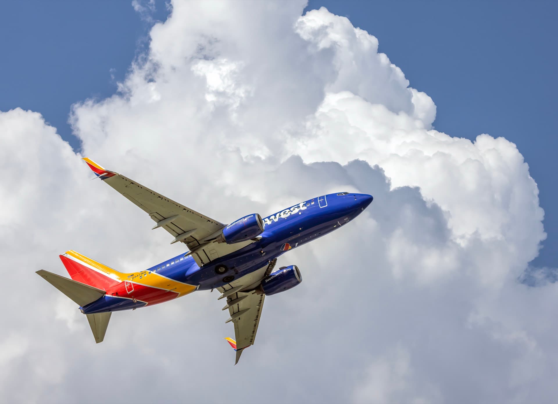 A Southwest Airlines Boeing 737-700 on the ramp at Baltimore-Washington International Airport
