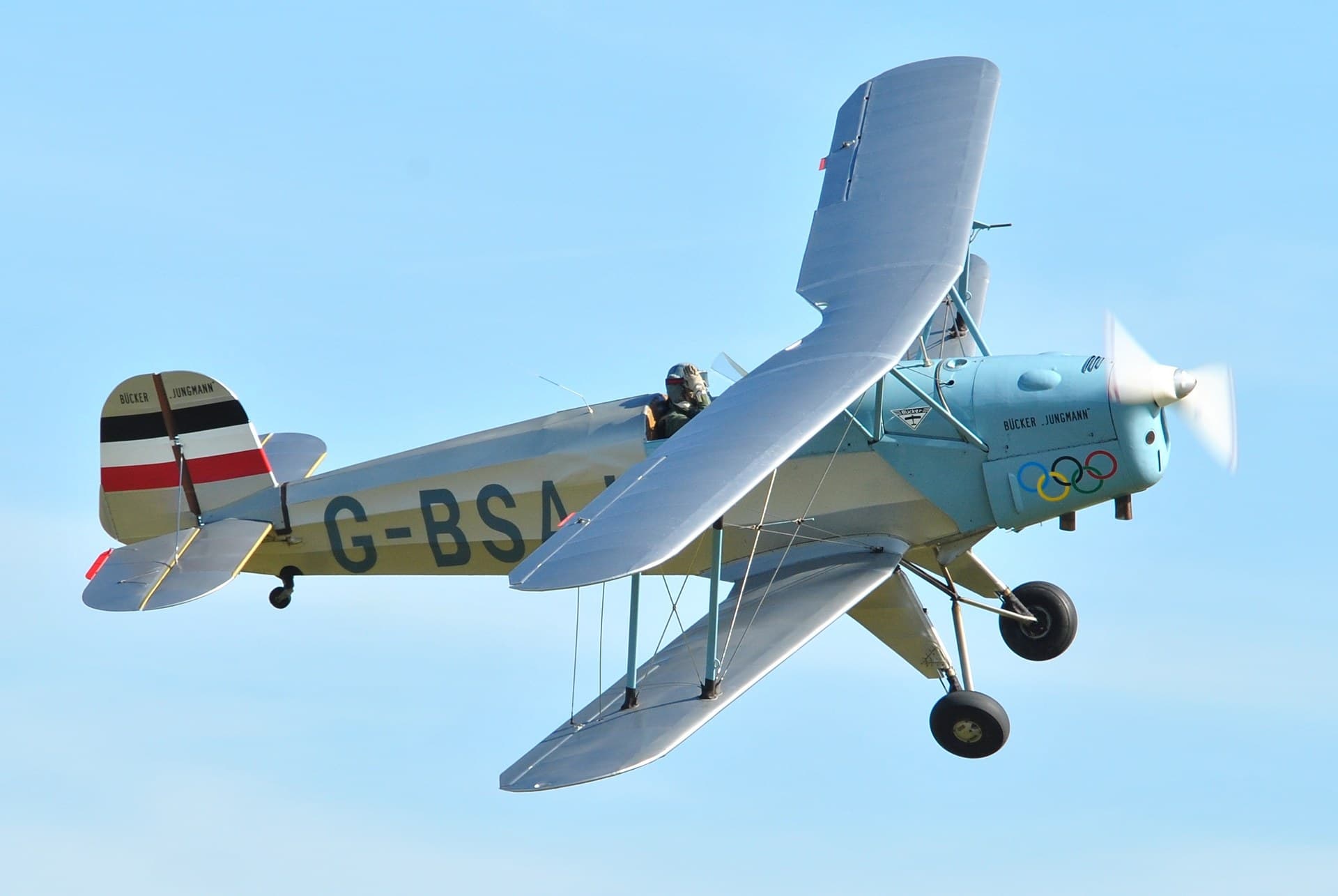 A Bücker Jungmann performing at the Duxford Airshow, 2012