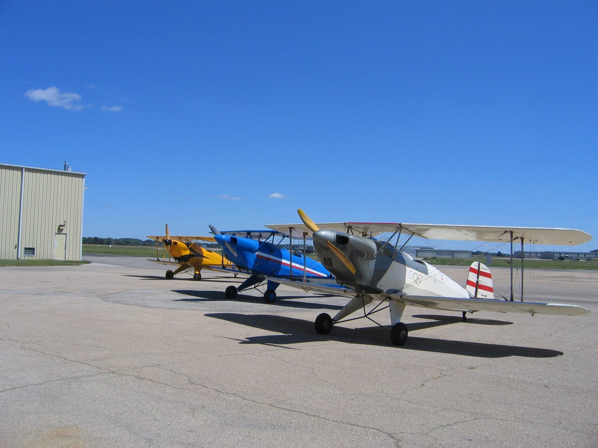 A pair of Jungmanns re-engined with Lycoming flat-four engines, parked side by side