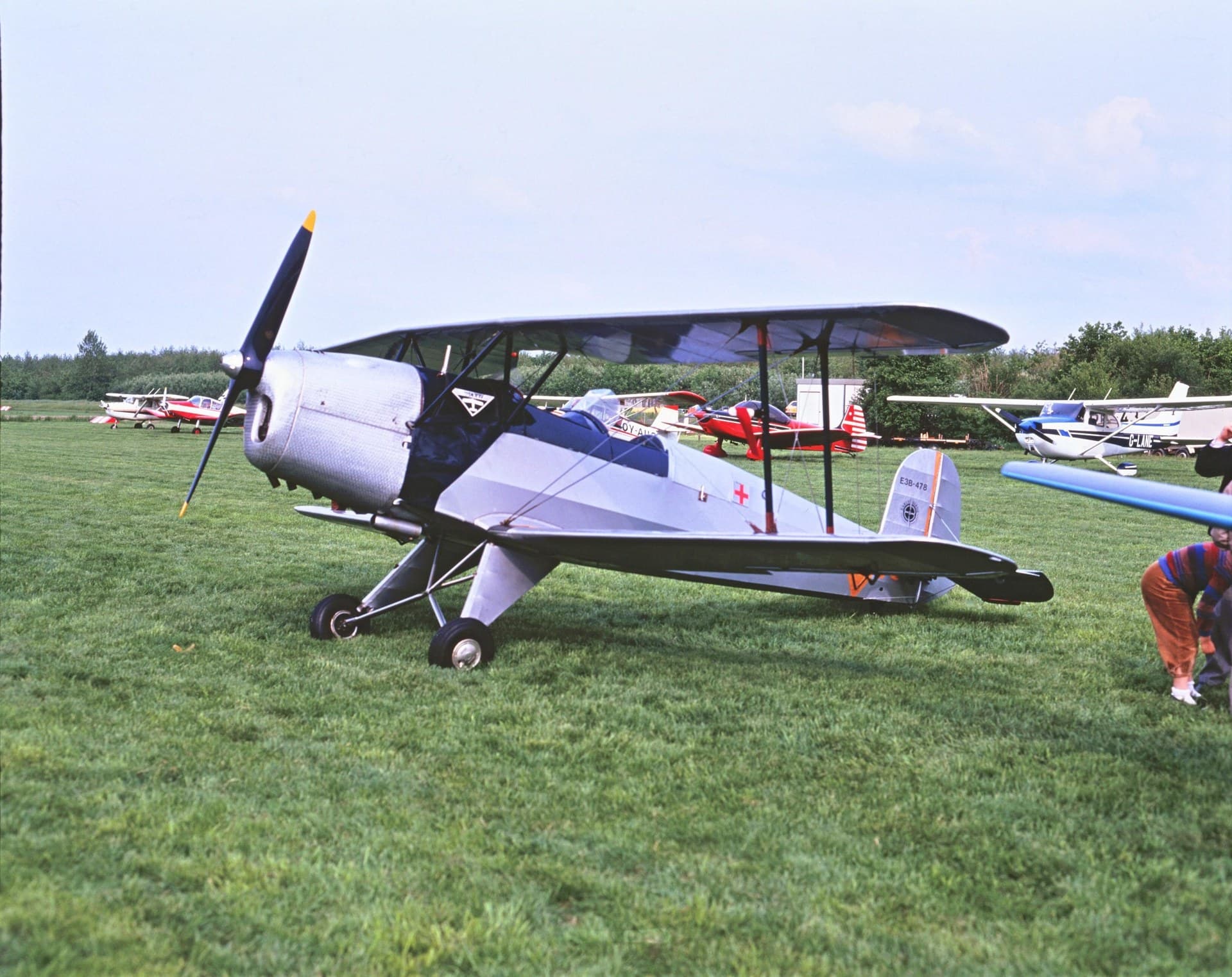A Spanish-built CASA 1.131E Jungmann, registration N131EB, on a U.S. airfield