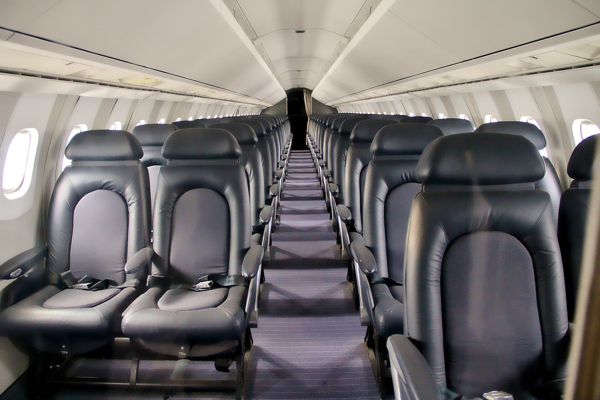 Concorde's cabin seating, two seats either side of a single aisle in a fuselage 2.63 metres wide