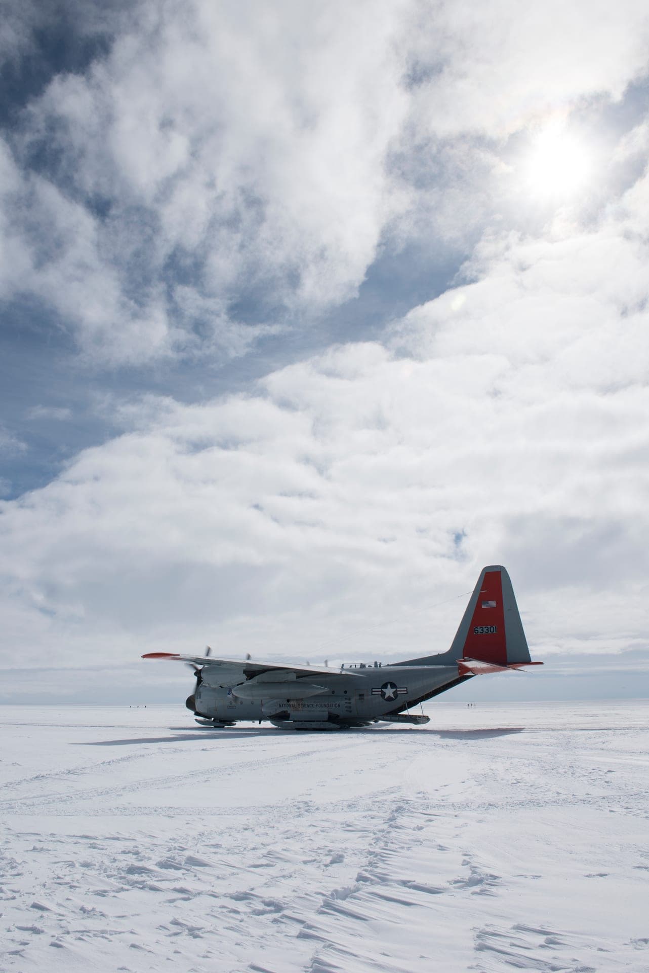 A ski-equipped LC-130 "Skibird" at Camp Raven on the Greenland ice sheet