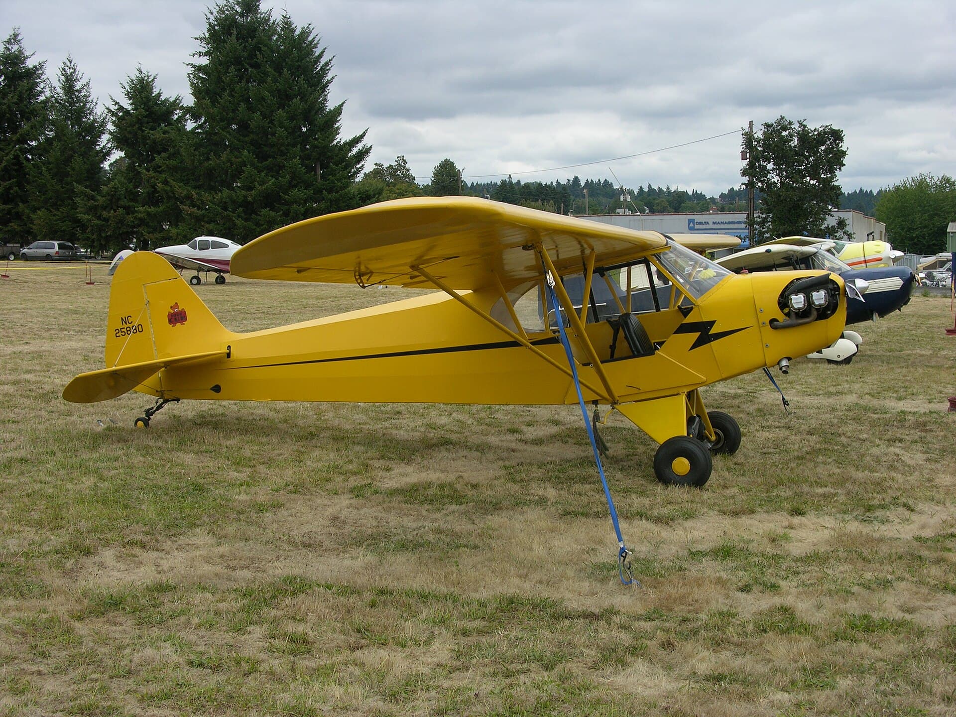 A 1939 Piper J3L-65 Cub, registration N25880, fitted with a Lycoming engine
