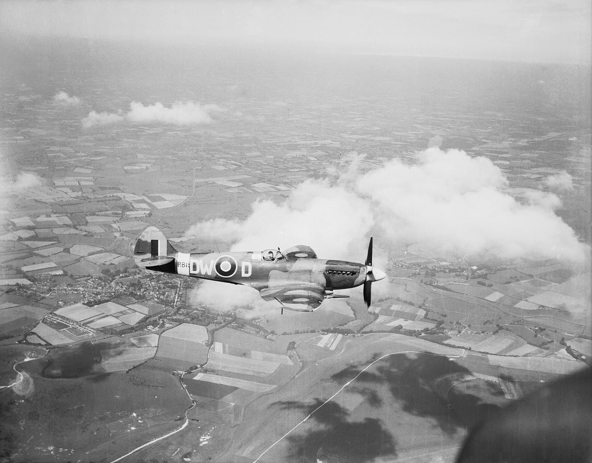A Griffon-engined Spitfire Mk XIV flown by the commanding officer of No. 610 Squadron, based at Friston, Sussex, 3 July 1944