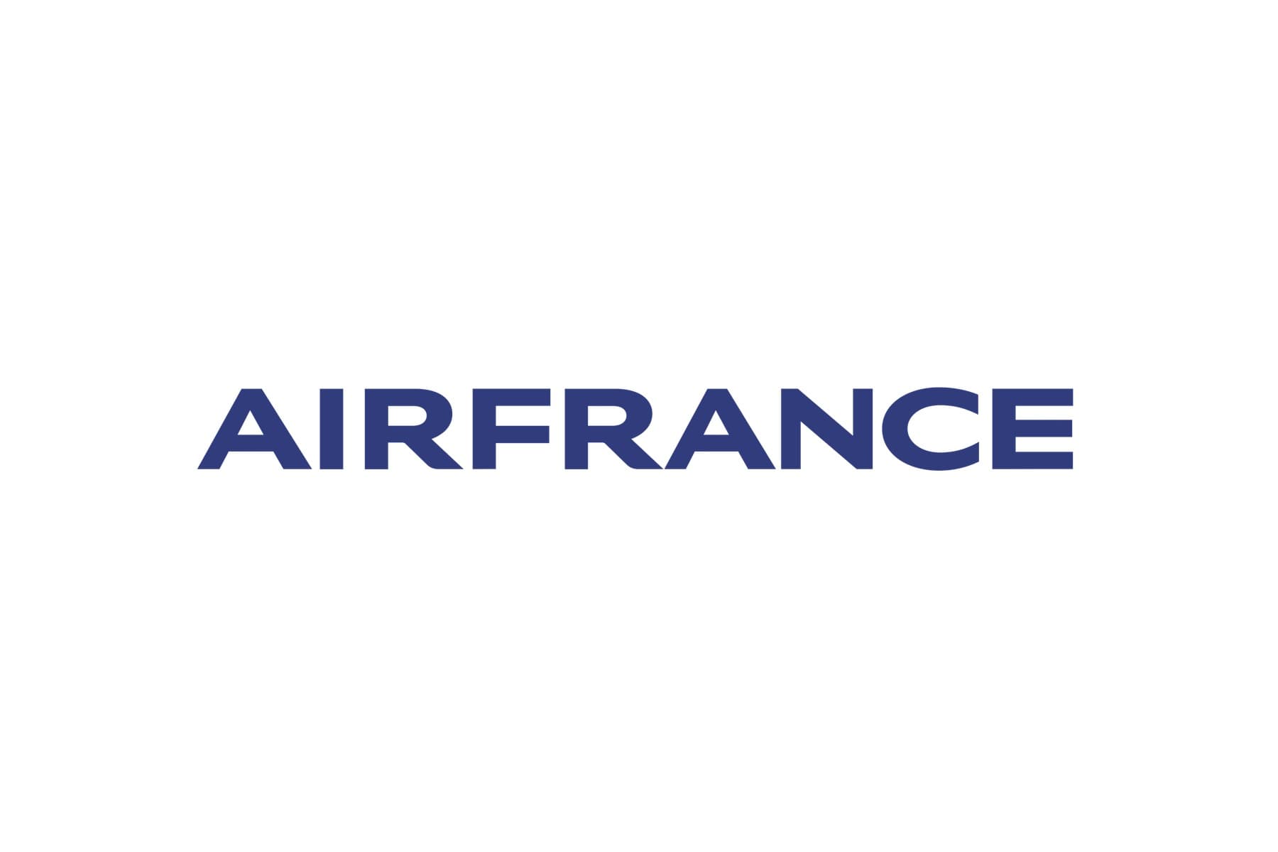 The Air France wordmark, the airline's current logo, in its navy blue lettering on white.