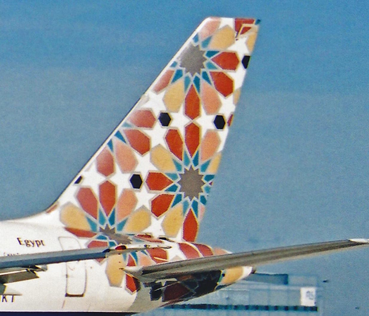 The Crossing Borders tail design, one of the World Images tails of 1997, on a British Airways Boeing 757 at Manchester in 2002.