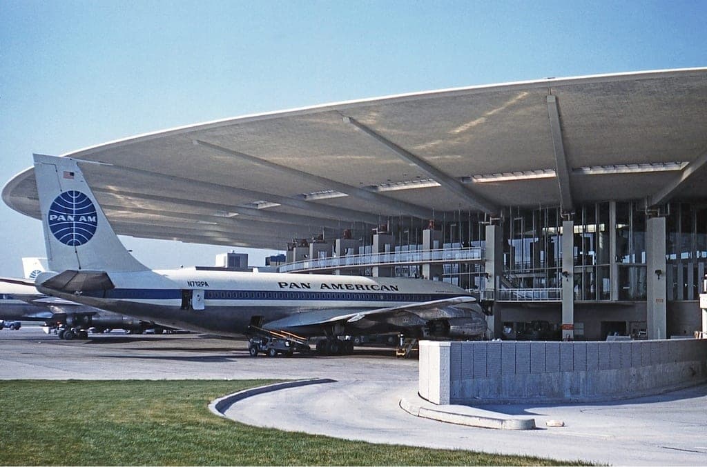 A Pan Am Boeing 707-121 at New York Idlewild in 1961, the sixth off the assembly line.