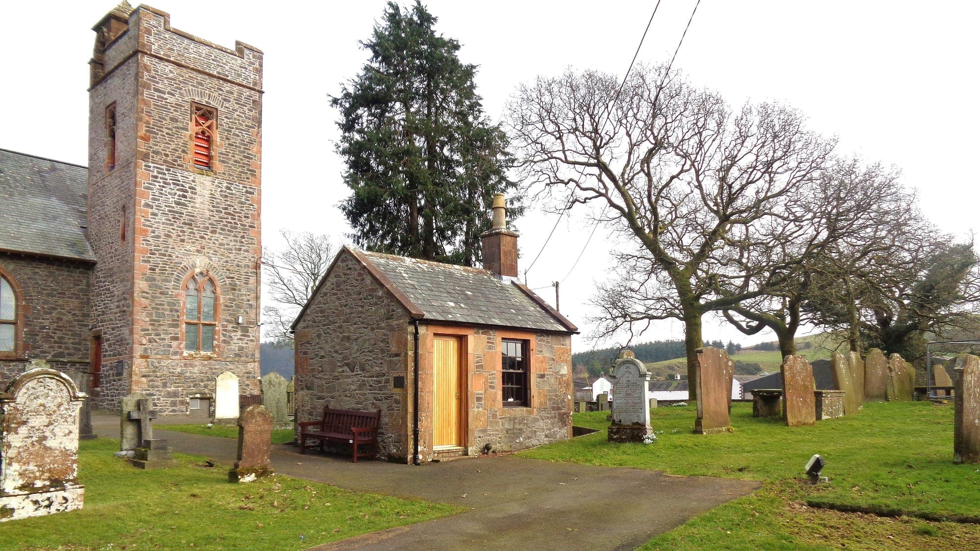 The memorial room and churchyard at Tundergarth, near Lockerbie, where the nose section of Flight 103 came down.