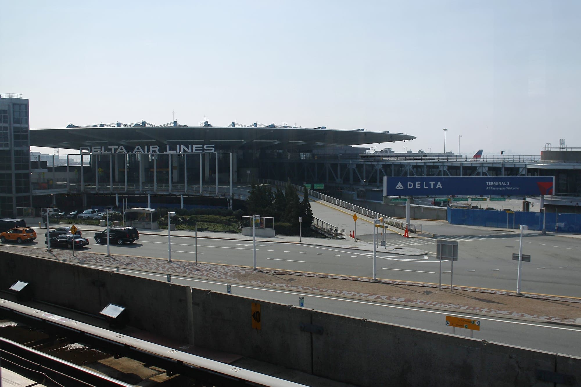 The Worldport at John F. Kennedy International Airport, Pan Am's terminal, under its elliptical suspended roof.