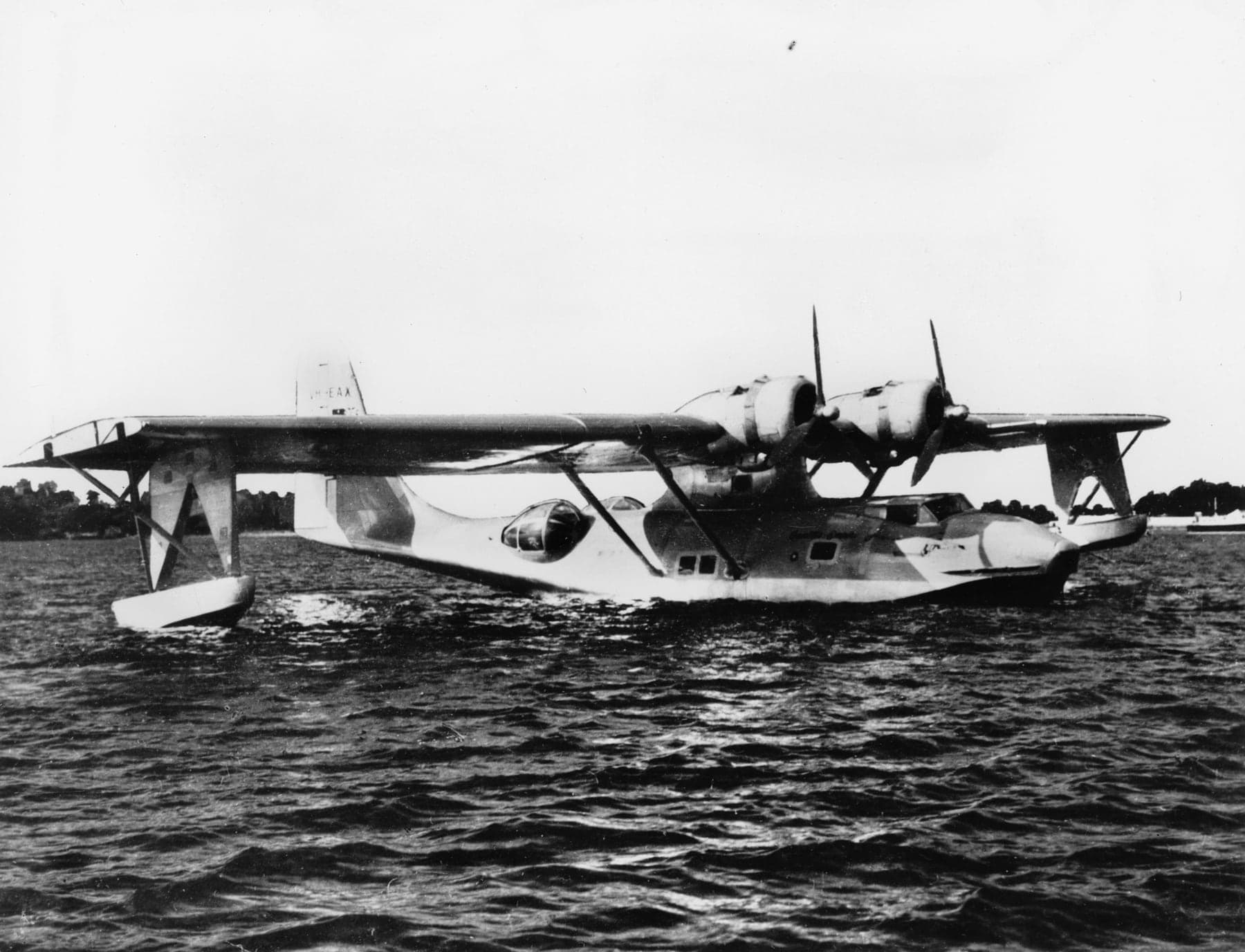 A Qantas Empire Airways Catalina flying boat, VH-EAX, in 1949. Catalinas remained on the Pacific island routes after the wartime Indian Ocean crossings ended.
