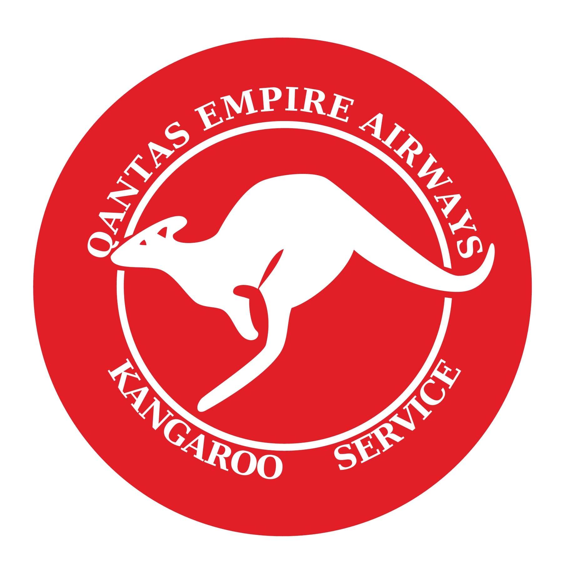 The Kangaroo Service emblem used by Qantas Empire Airways from 1944 to 1947: a hopping kangaroo inside a winged circle, the first appearance of the kangaroo as the airline's mark.