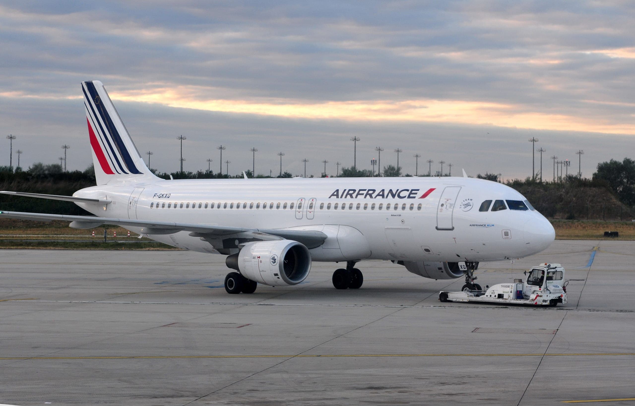 An Air France Airbus A320 on stand at Charles de Gaulle, the airline whose hub the airport was rebuilt around