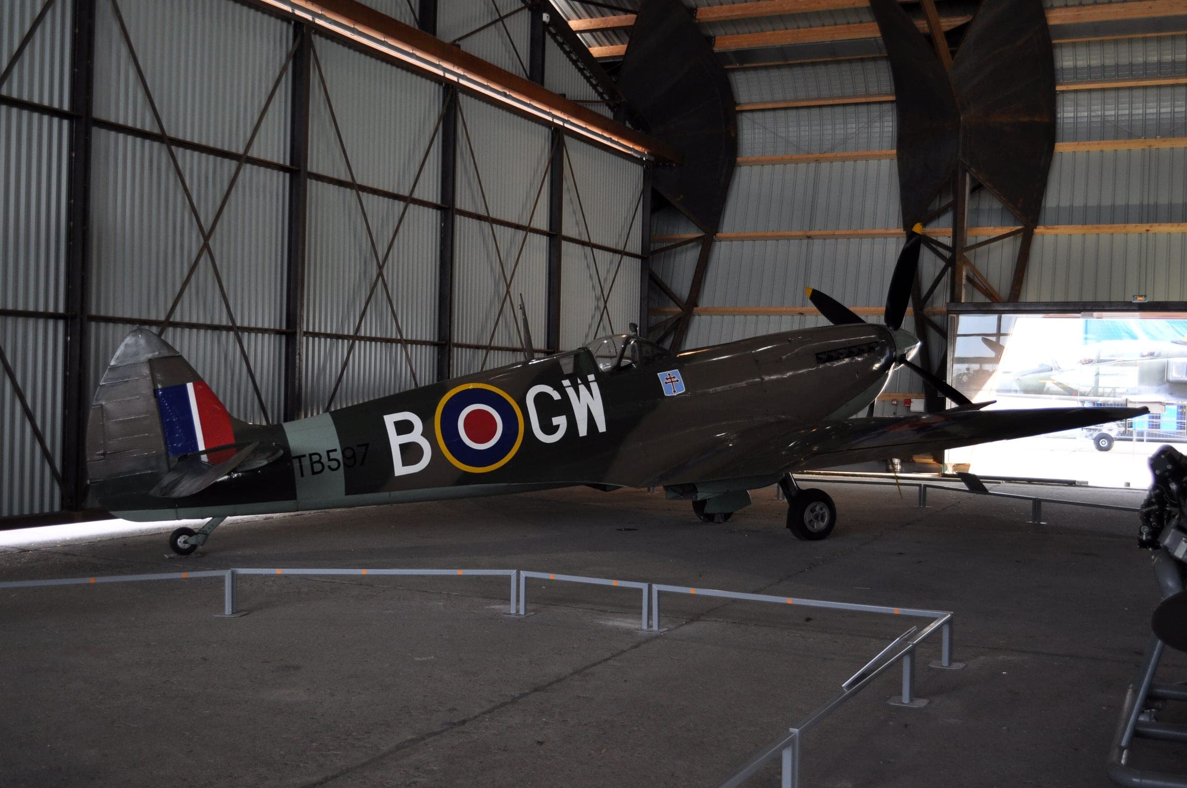 Supermarine Spitfire LF Mk XVIe in RAF markings 'GW-B' in the museum's Second World War hall