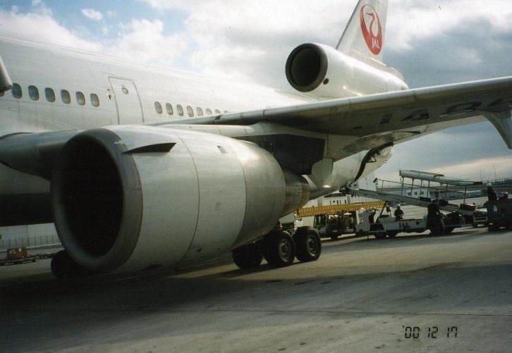 JT9D-59A engines on a Japan Airlines McDonnell Douglas DC-10-40 at Narita in 2000