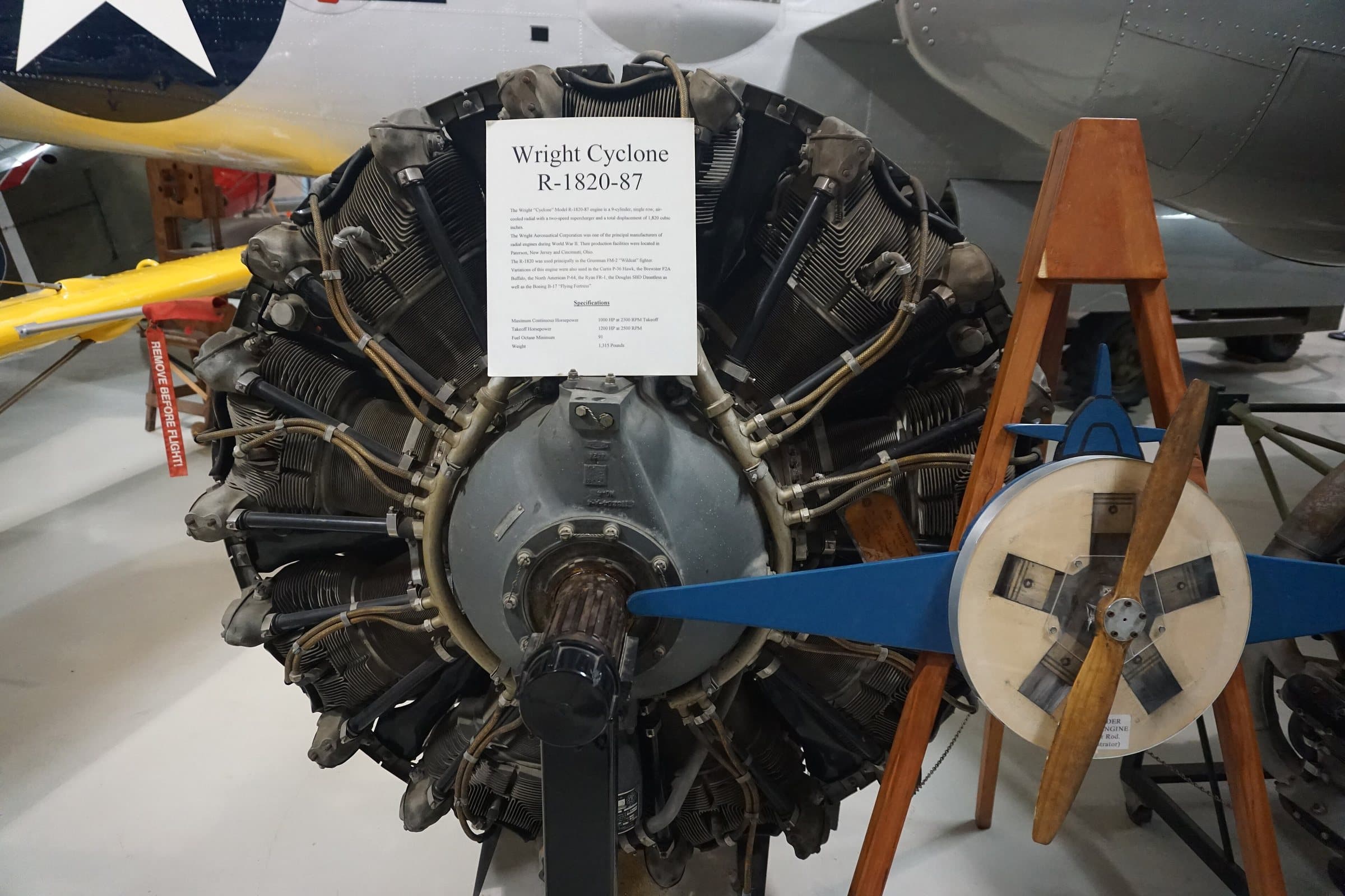 A Wright R-1820-87 Cyclone at the Cavanaugh Flight Museum, Texas, in 2019