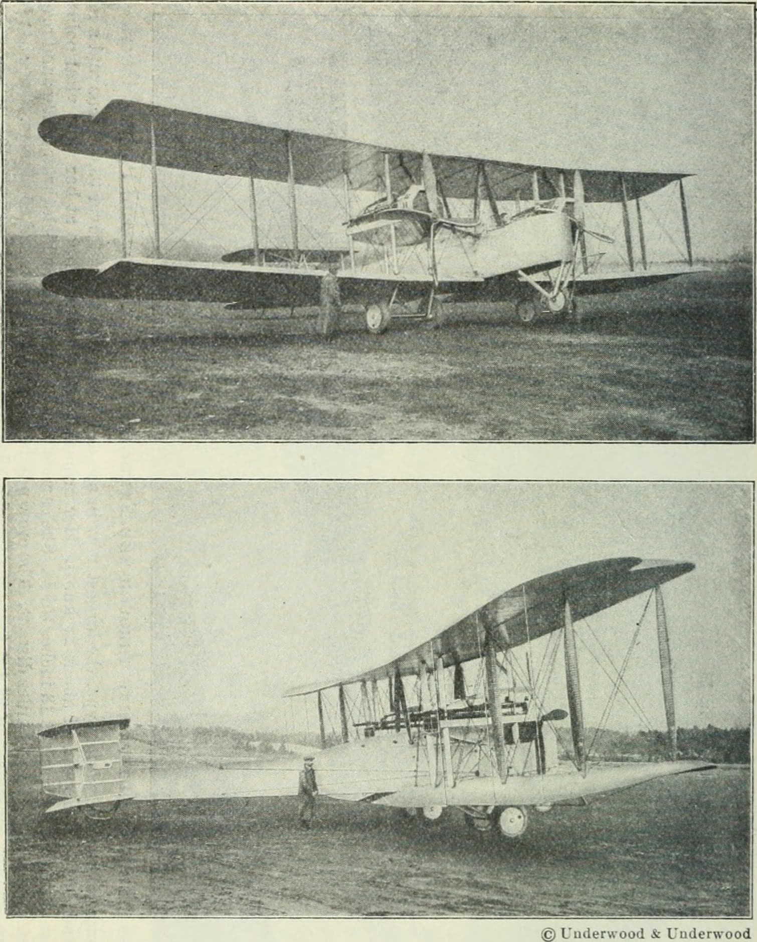 Two views of the transatlantic Vickers Vimy as printed in a 1922 textbook