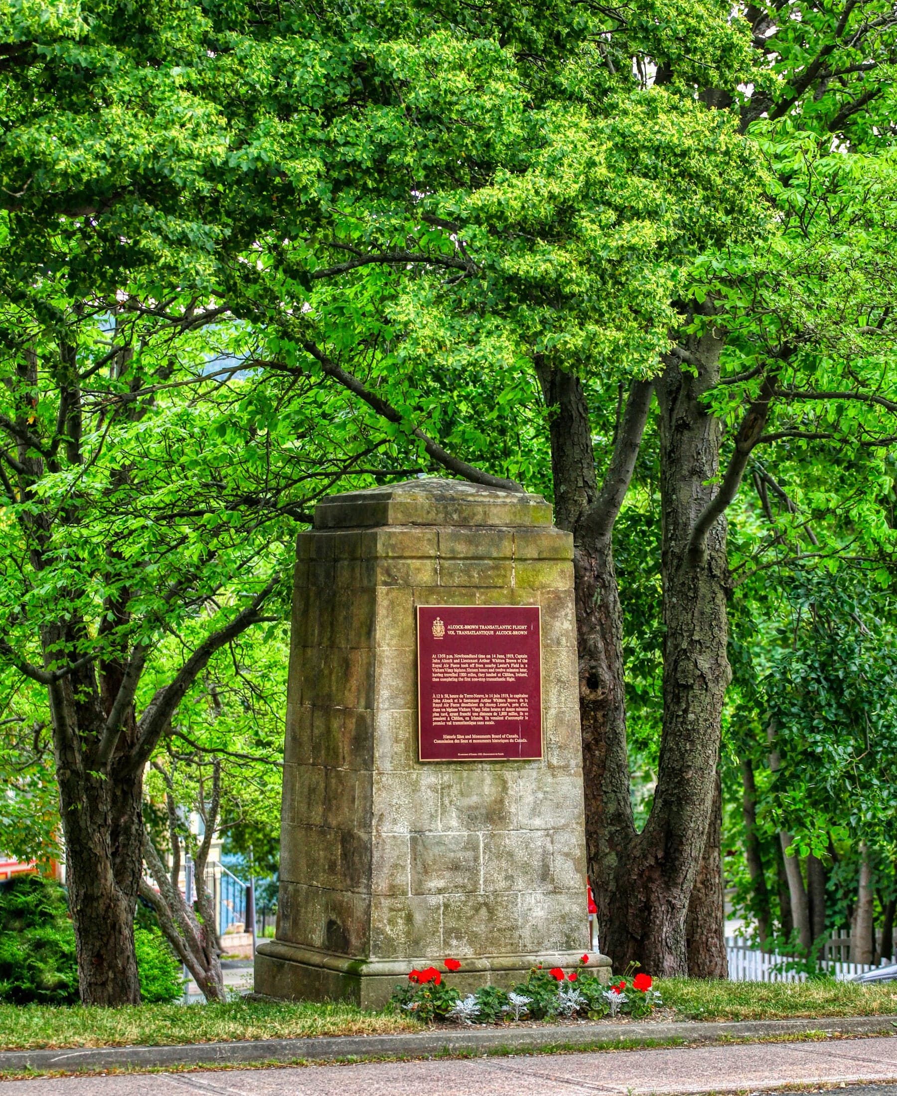 Monument to the Alcock and Brown flight near the Lester's Field departure site in St John's