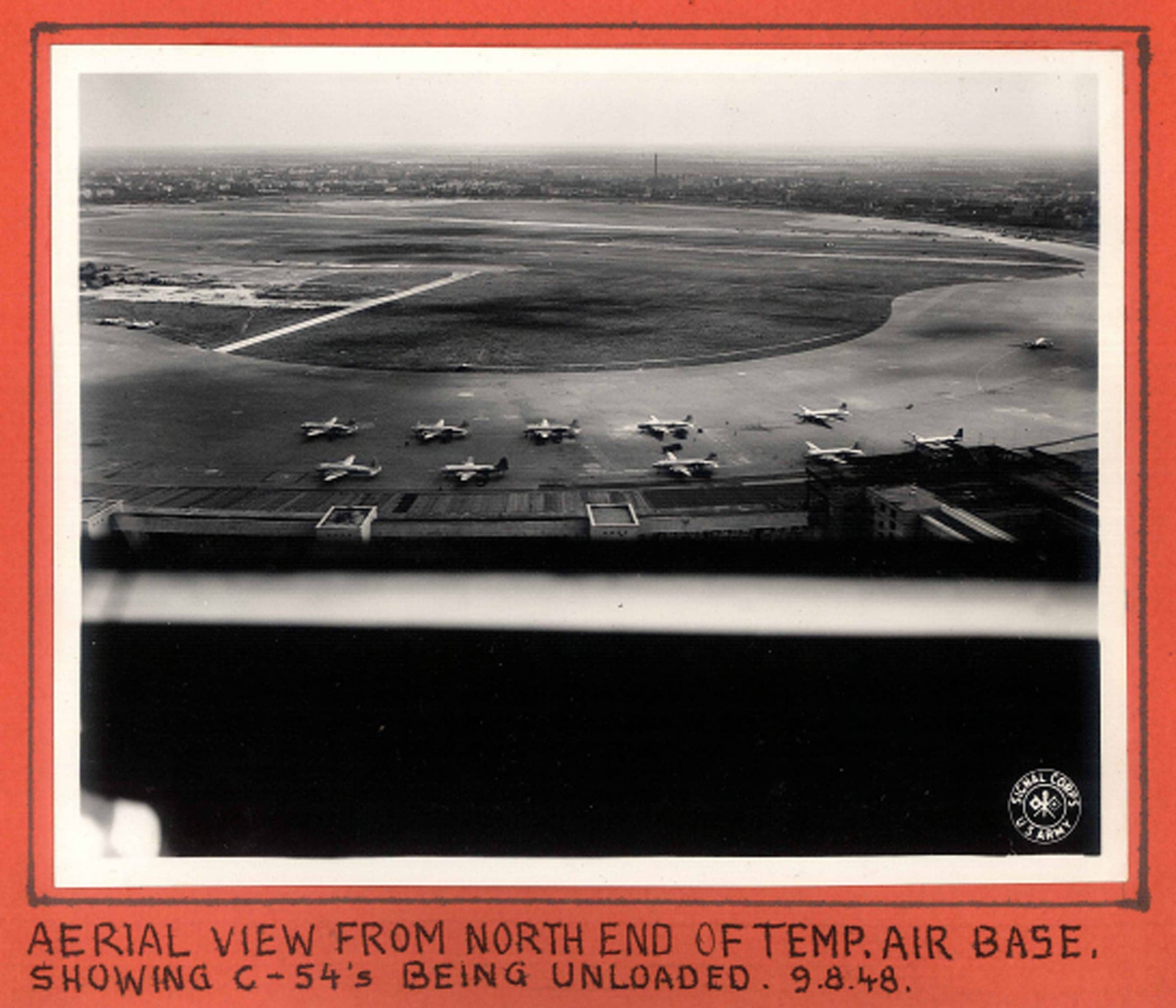Tempelhof from the north on 9 August 1948, C-54s on the unloading apron