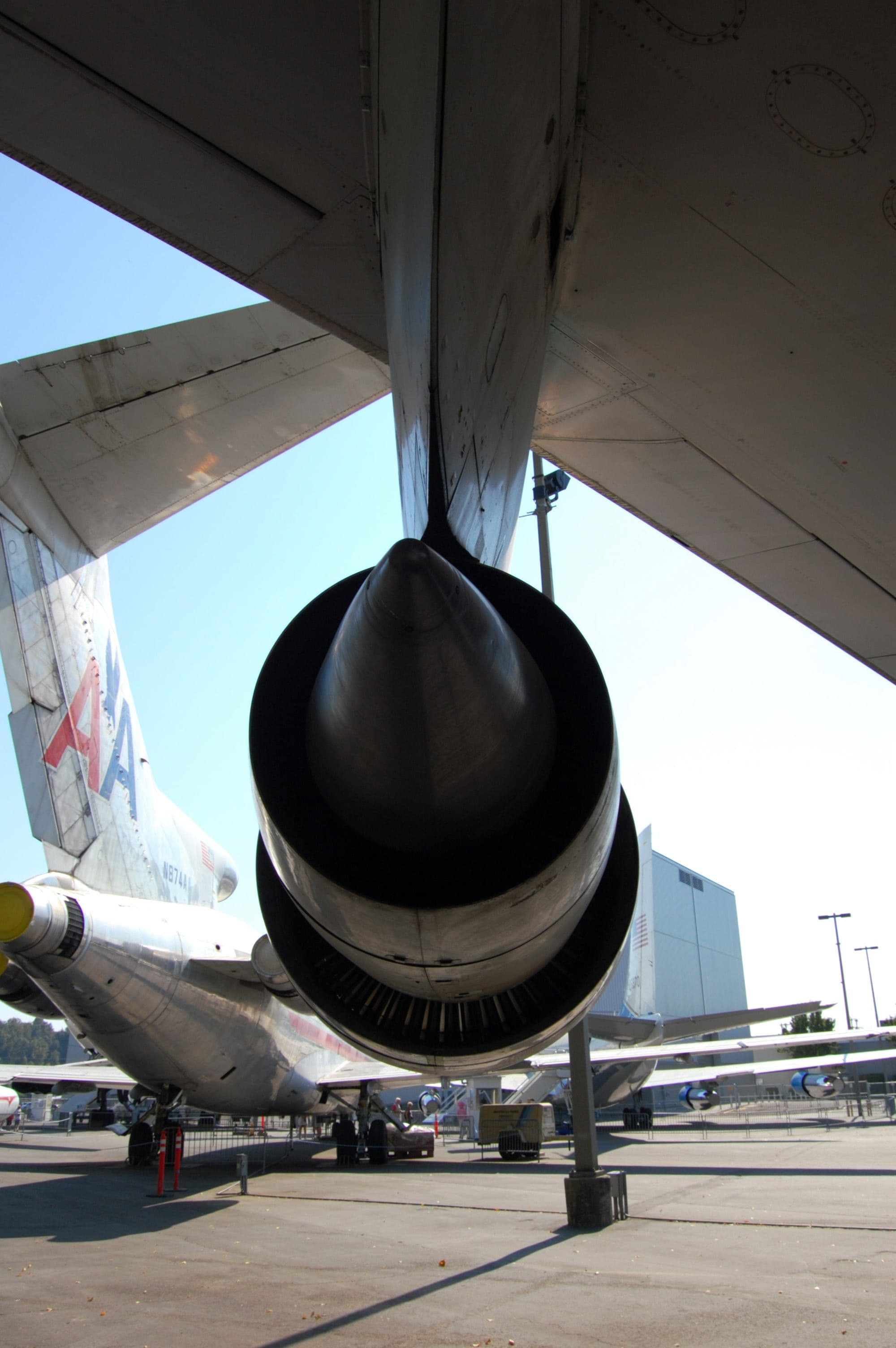 One of the four Pratt & Whitney JT9D engines on the preserved 747 prototype, photographed in 2011