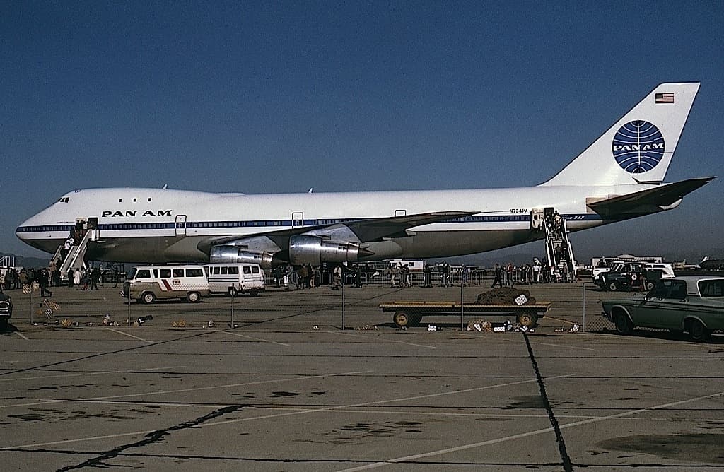 A Pan Am Boeing 747-121 in February 1970, the month the 747 entered service