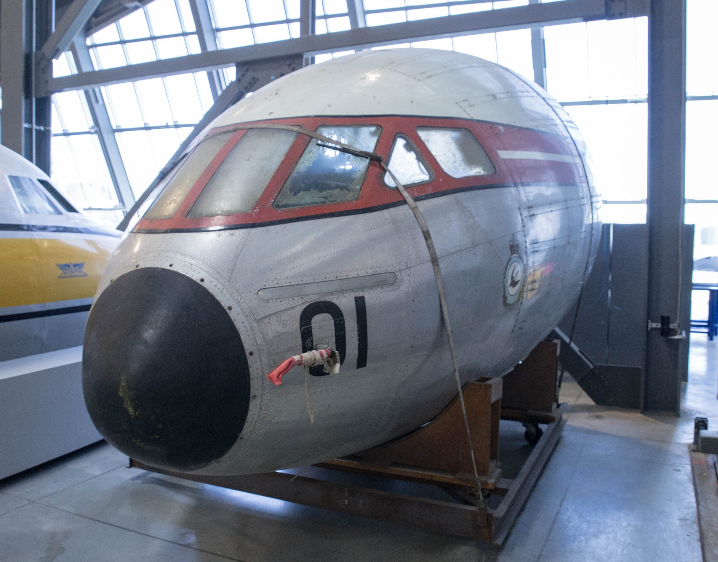 The preserved nose section of a de Havilland Comet 1A in Royal Canadian Air Force markings