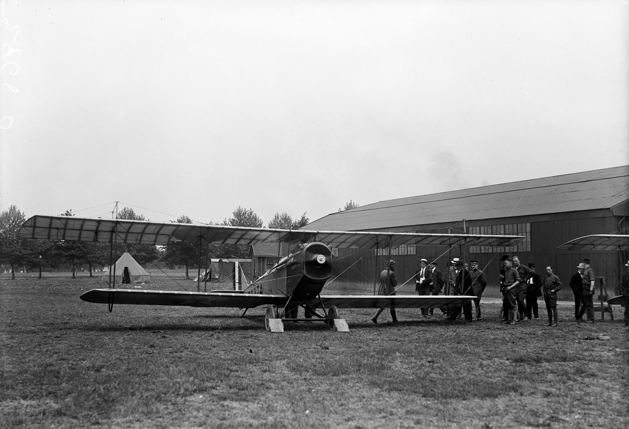 The inauguration of US air mail at the Washington Polo Grounds on 15 May 1918, with a Curtiss JN-4H
