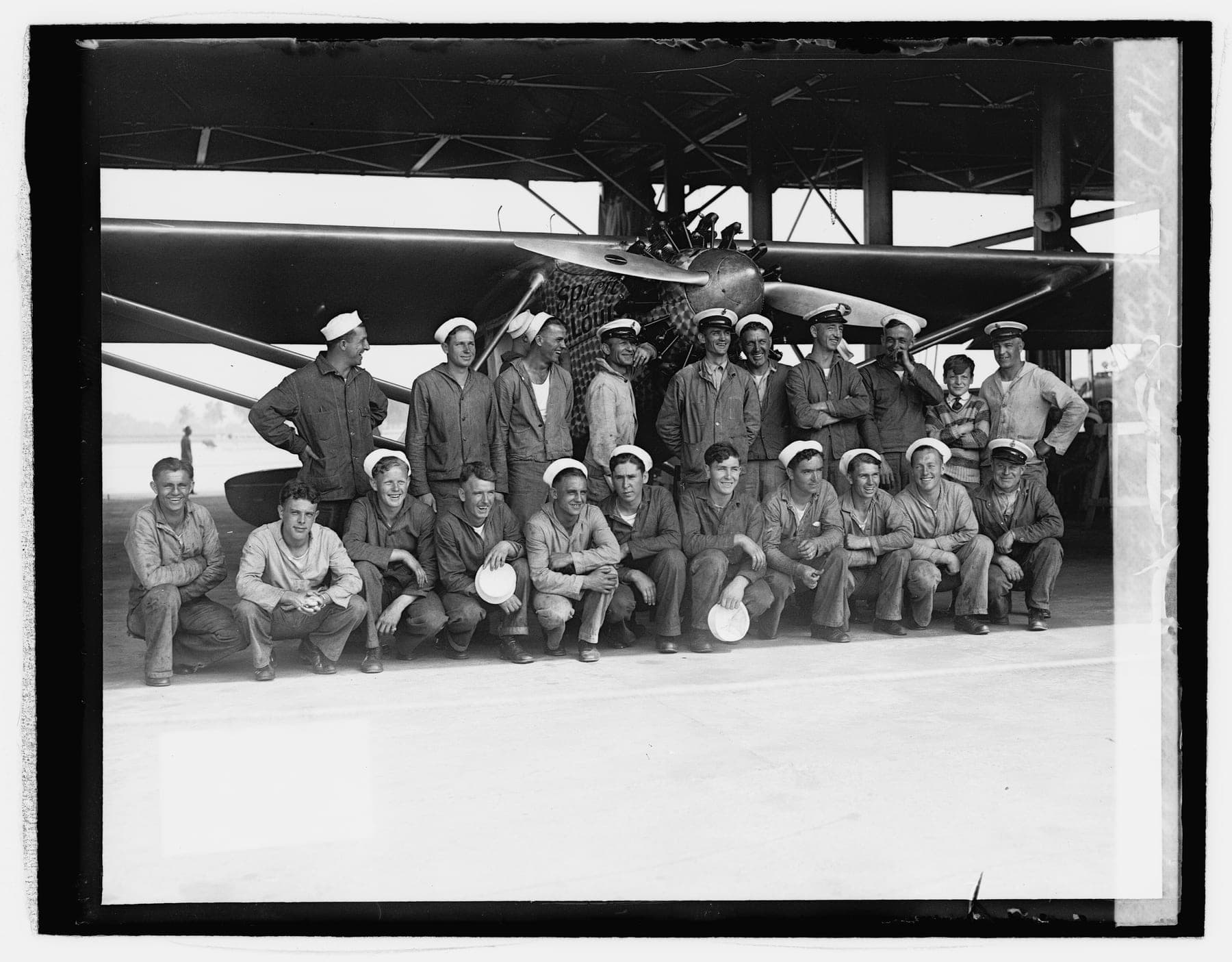 Mechanics who reassembled the Spirit at Bolling Field, Washington, after it came home by ship.