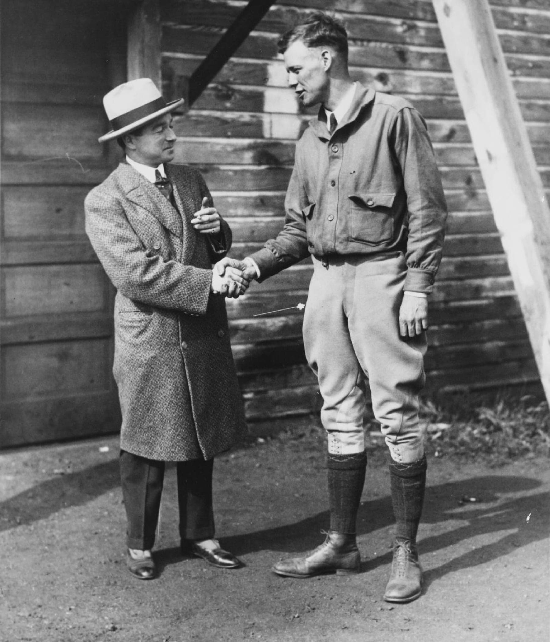 Lindbergh with the French First World War ace René Fonck, whose own attempt on the prize had ended in a fatal take-off crash.