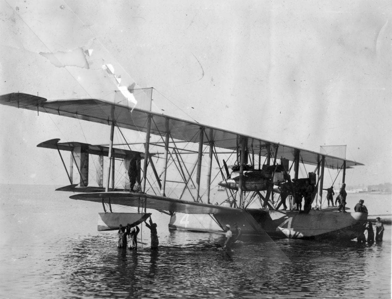 The US Navy flying boat NC-4, which crossed the Atlantic in stages in May 1919.