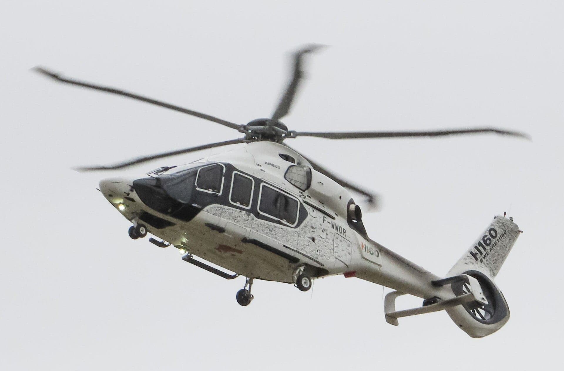 An Airbus Helicopters H160 with its canted Fenestron tail rotor