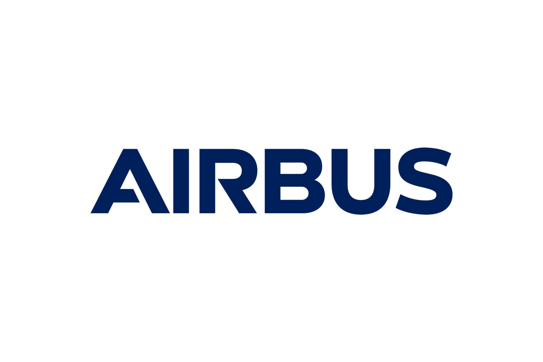The Airbus wordmark in dark blue on white