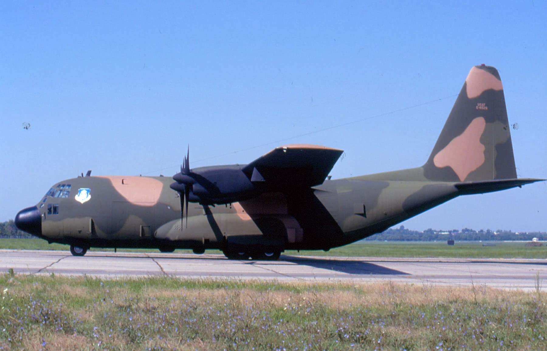 The AC-130A Spectre prototype 54-1626, converted from an early C-130A, preserved at the National Museum of the United States Air Force